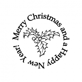 Wood Mounted Stamp: Holly Merry Christmas M2CH0149F