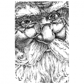 Holiday Christmas Holly Santa Claus Wood Mounted Rubber Stamp